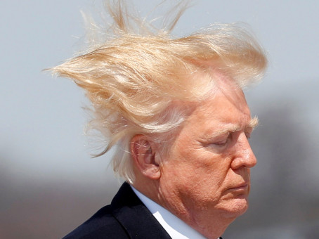 Порыв ветра раскрыл секрет волос Дональда Трампа