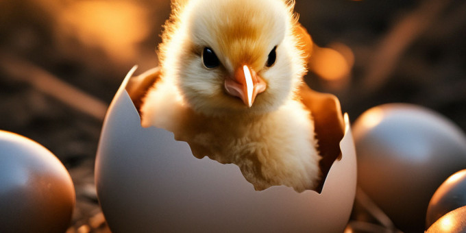 Вот как новорожденный цыпленок умудряется пробить твердую скорлупу